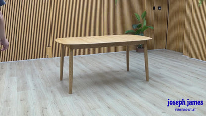 'Stockholm' Light Oak Solid Oak 160cm Extending Dining Table with 150cm Dining Bench + 2 Dining Chairs