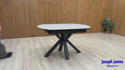 'Raul' Silver Ceramic Top 130cm Swivel Extending Dining Table