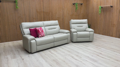 Video Preview for the 'Cinemax' Alpha Grey Leather 3 Seater Sofa and Armchair set.