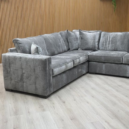 Video walkthrough of the sofa, showing the cushion resilience and the tactile quality of the weave fabric.