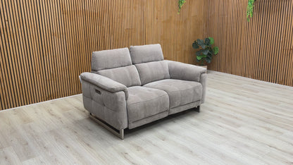 ‘Moet’ Manhattan Nutmeg Linen 2 Seater Power Recliner Sofa with Telescopic Headrests