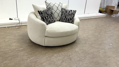 ‘Bow’ Ecru Ivory Boucle Swivel Cuddler Sofa