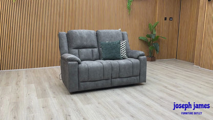 ‘Savoy’ Dark Grey Microfiber Fabric 2 Seater Power Recliner Sofa
