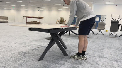 ‘Warrior’ Crystal White Sintered Stone Extending Dining Table