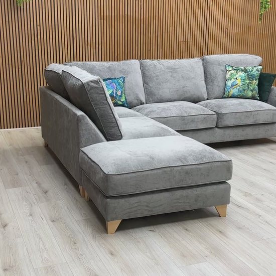 Video preview demonstrating the size and style of the Legend Kingston Grey Fabric Corner Sofa.