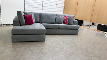 'Stratus' Graphite Gracelands Fabric Left Hand Facing Corner Chaise Sofa