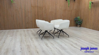 ‘Atlas’ White Corduroy Fabric Swivel Dining Chair - Set Of 4