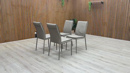 ‘Pierre Talia’ Taupe Leather Dining Chairs - Set of 4