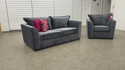 'Loleta' Charcoal Lorena Combination Formal Back 3 Seater Sofa + Armchair