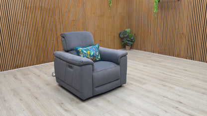 'Genius' Bella Iron Grey 43460 Velvet Power Recliner Chair with Power Headrest