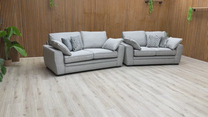 'Chalfont' Novak Grey Soft Tight Weave Fabric 3 + 2 Seater Sofa Set