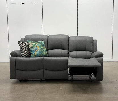 'Bennett' Grey Endurance Fabric Manual Recliner 3 Seater Sofa