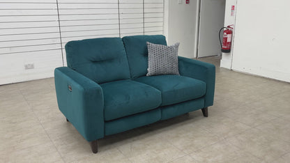 ‘Jules’ Fab-Meg-R36 Lake Green Velvet 2 Seater Power Recliner Sofa