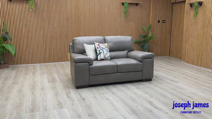 Marinelli ‘Oskar’ Grey Leather 2 Seater Sofa