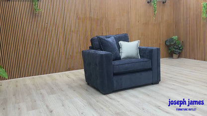 'Chelsea' Derwent Denim Blue Chenille Fabric Classic Back Love Chair - Set of 2