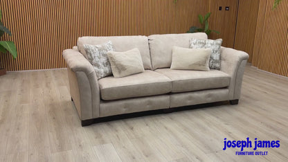 'Aura' Kenzo Cream Dw Ft Fabric 4 Seater Classic Back Split Frame Sofa with Footstool