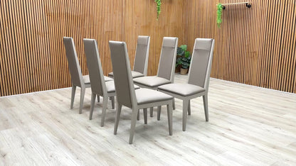 'Lusso' Taupe Panelled Faux Leather Dining Chairs - Set of 6