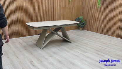 ‘Mirage’ Ceramic Top 180cm Large Pop Up Extending Dining Table