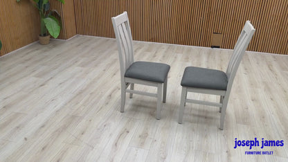 Furnitureland 'Augusta' Dark Grey Fabric Slatted Back Pair of Dining Chairs