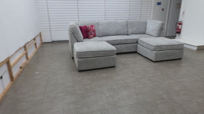 'Emilia' Silver Fabric Standard U-Shaped Corner Sofa