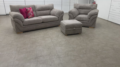 'Zana' Steel Marley 3 Seater Sofa + Armchair + Storage Footstool