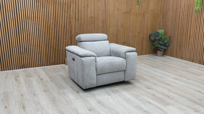 Nicoletti ‘Davide’ Light Grey Fabric Swivel Rocker Power Recliner Chair