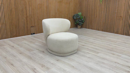 Video tour highlighting the soft texture, premium fabric quality, and sturdy frame build of the Kalista cream accent chair.
