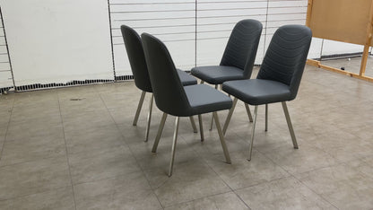 ‘Evolution’ Grey Faux Leather Upholstery Dining Chair - Set of 4