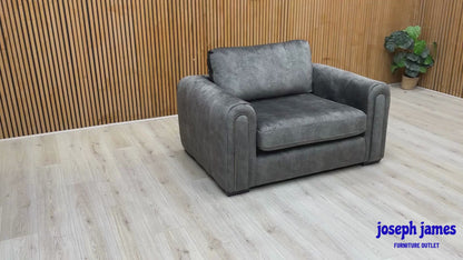 'Amara' Charcoal Velvet Snuggle Chairs - Set of 2