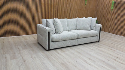 ‘Barney’ Silver Zara Fabric 4 Seater Classic Back Split Frame Sofa
