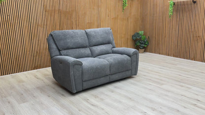 ‘Ricky’ Charcoal Grey Teddy Velvet 2 Seater Power Recliner Sofa