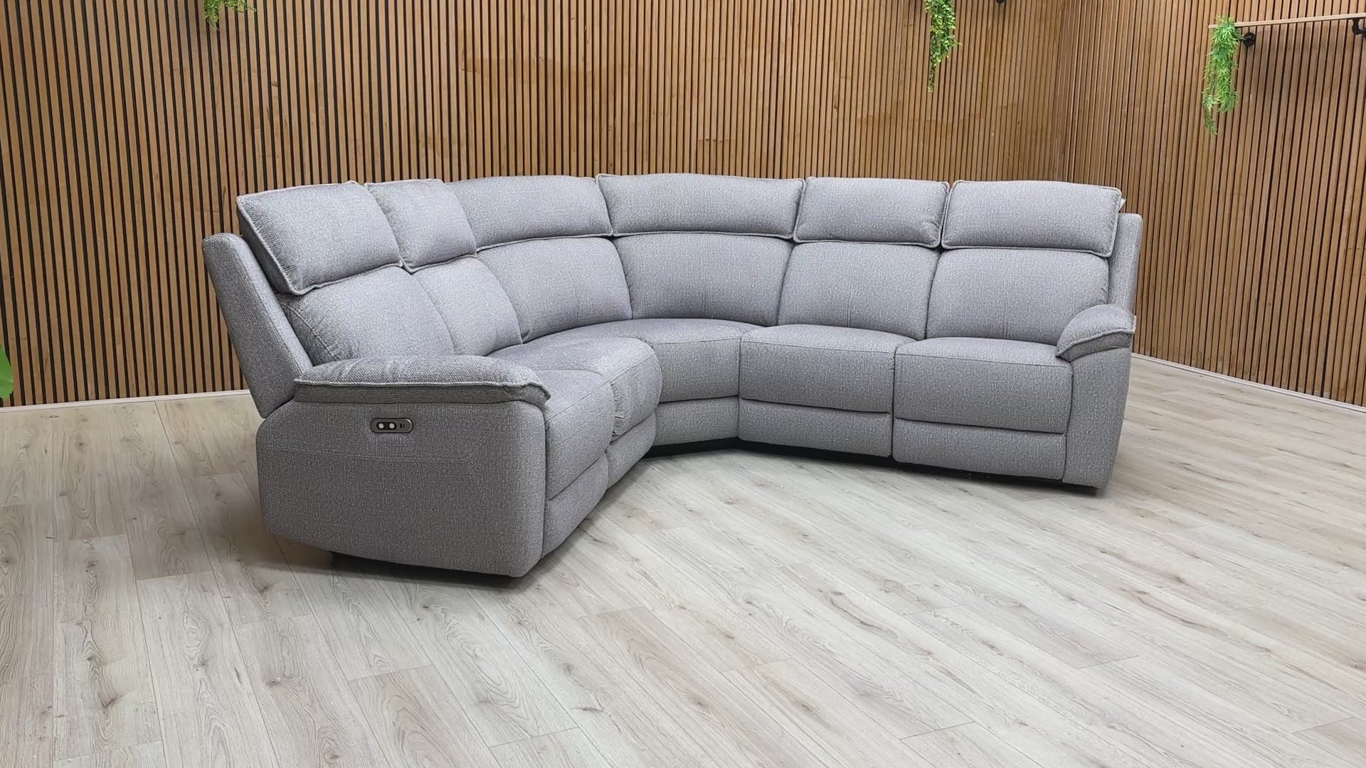 Video demonstration showing the power recliner mechanism in action and the sofa's high-back support.