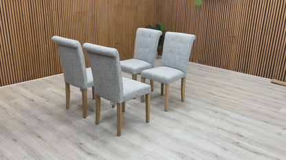'Augusta' Mist Fabric Roll Back Upholstered Dining Chairs - Set of 4