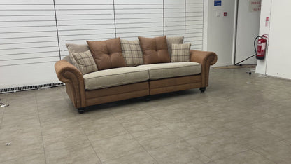 'Marshall' Oatmeal Sultan Fabric Split 4 Seater Scatter Back Sofa