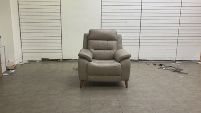 'Miller' Oyster Leather Power Recliner Armchair with Power Headrests