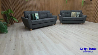 'Halstow' Charcoal Grey Fabric 3 + 2 Seater Sofa Set