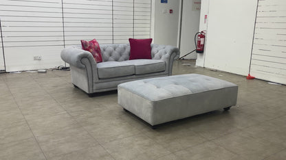'Savannah' Dexter Smoke Velvet 2 Seater Sofa with Large Footstool