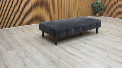 ‘Sumptuous’ Chamonix Anthracite Dk:Gold Fabric Large Bench Footstool