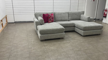 'Essie' Silver Essie Body Woven Fabric Double Ended Chaise Sofa