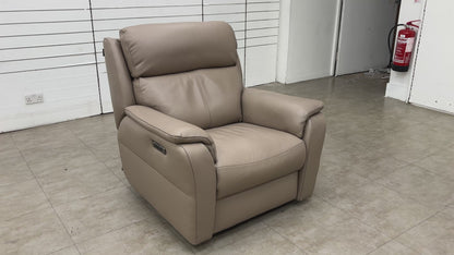 Nicoletti ‘Vito’ Botero Taupe 2152 Leather Power Recliner Chair with Power Headrest and Power Lumbar