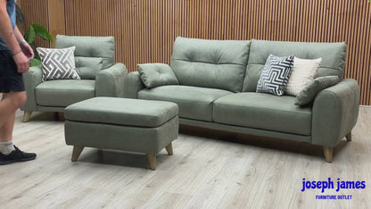‘Malmo’ Bfa-Ori-R12 Olive Green Fabric 3 Seater Sofa + Chair + Coffee Table Storage Footstool
