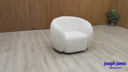 ‘Samuel’ Ivory White Fabric Swivel Accent Chair