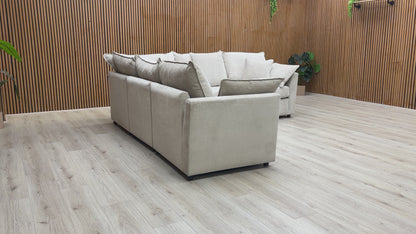 ‘Connor’ Silver Fabric 4 Piece Modular Corner Sofa