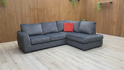 Video of the 'Dinky' Dexter Corner Chaise Sofa, highlighting its compact proportions and stylish curves.