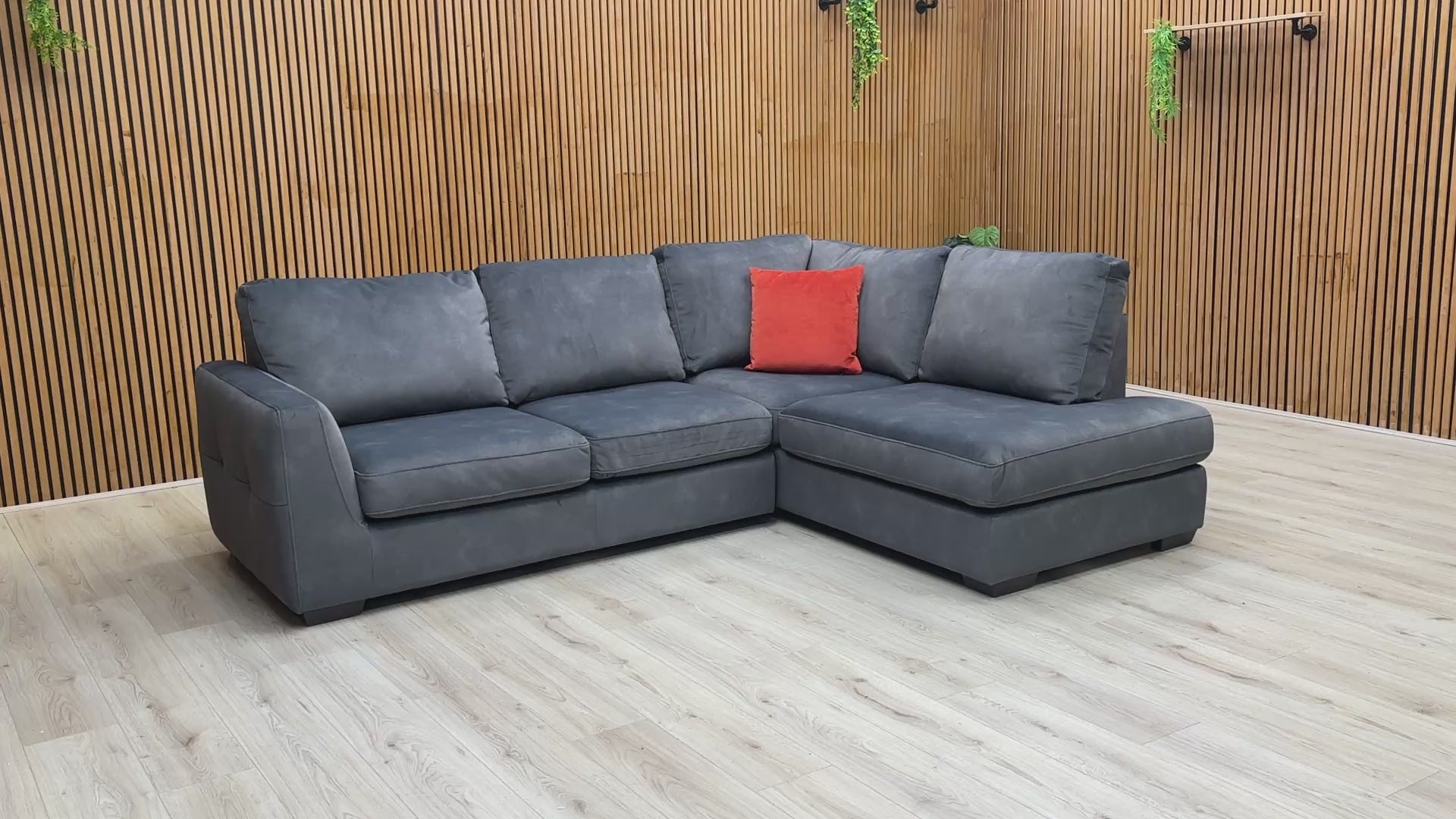 Video of the 'Dinky' Dexter Corner Chaise Sofa, highlighting its compact proportions and stylish curves.