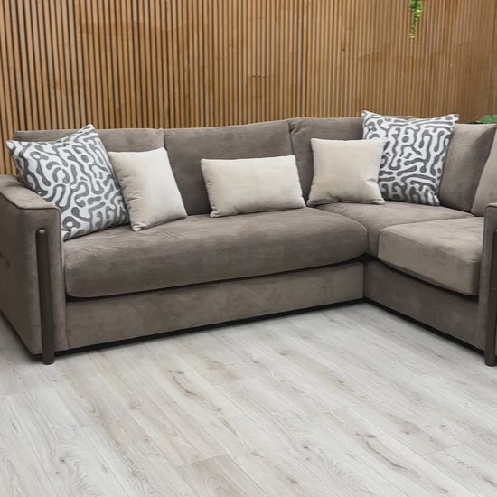 Video tour of the ‘Barney’ espresso velvet sofa, demonstrating the fabric texture, seat depth, and overall lounge comfort.