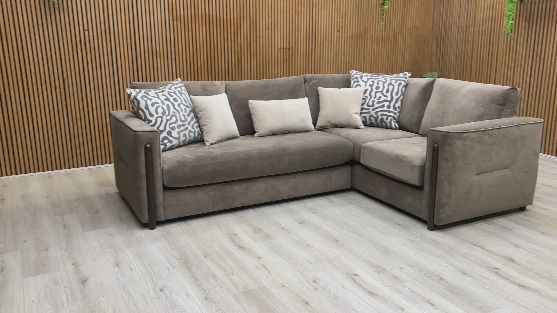 Video tour of the ‘Barney’ espresso velvet sofa, demonstrating the fabric texture, seat depth, and overall lounge comfort.