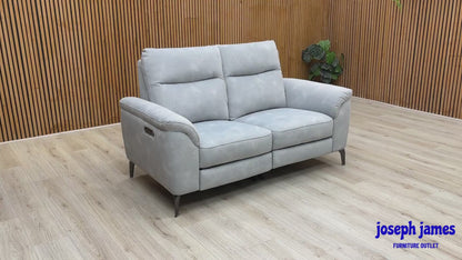 'Morgan' Dexter Smoke Grey Velvet Fabric 2 Seater Power Recliner Sofa + Armchair Set