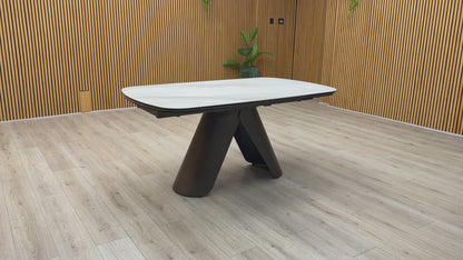 'Perla' High Gloss Finish Ceramic Top 160cm Extending Dining Table