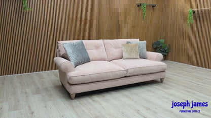 The Lounge Co. ‘Bronwyn’ Cotton Candy Pink Velvet 4 Seater Classic Back Sofa
